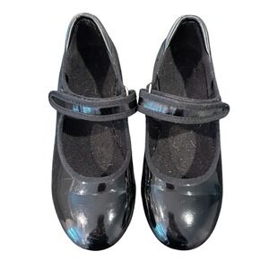 Tap Shoes Girls 1A Black Patent Leather Adjustable Strap Hook‎ and Loop Closure